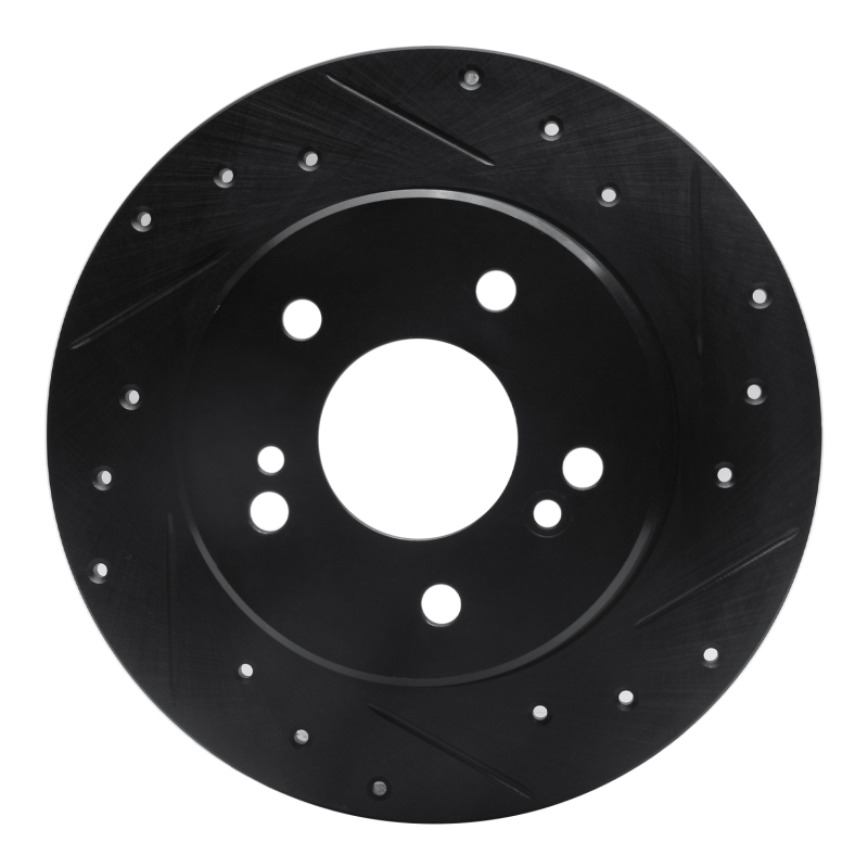 Chrysler Crossfire Brake Rotor (1) - Rear Right - R1 Concepts - Drilled & Slotted - Black - `87-`15